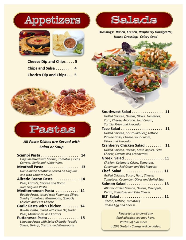 Our Menus | Moreno's Casual Dining